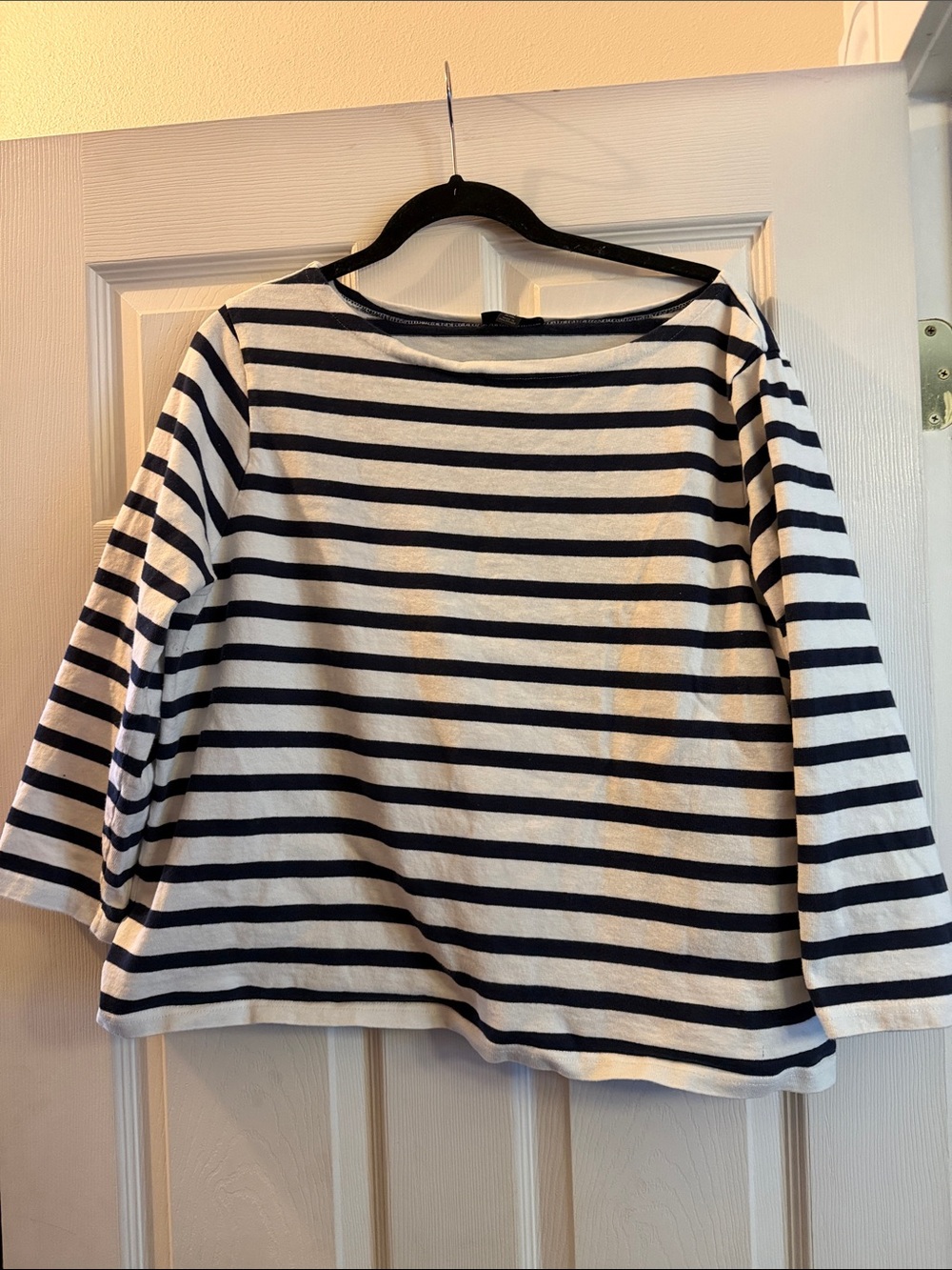 J. Crew Striped Boatneck Women's Top - Navy and White